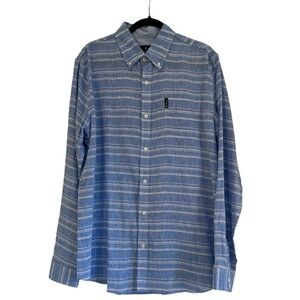 NWOT | Ben Sherman | Light Blue & White Stripe Linen Button-Down Shirt | Size L